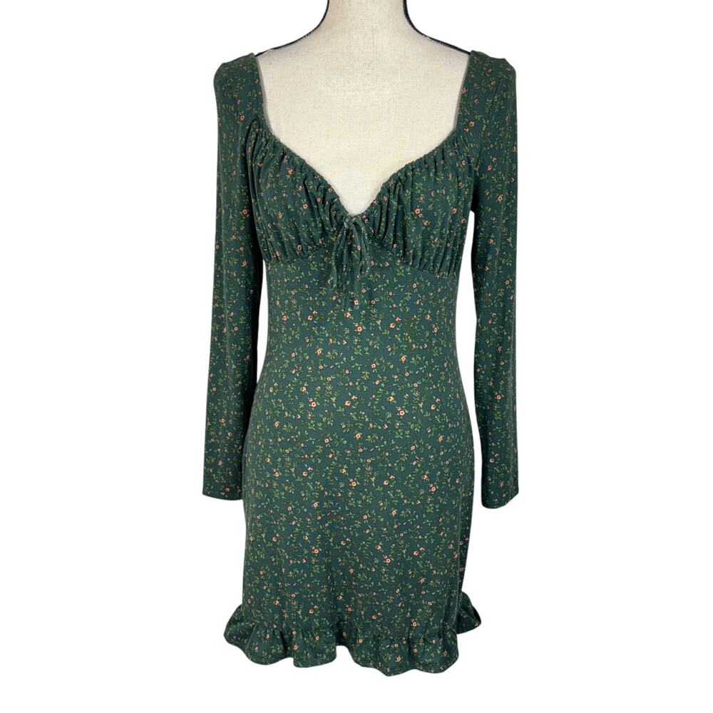 Reformation Large Angelina Knit Mini Dress Floral Sweetheart Neck Long Sleeve - Picture 2 of 11
